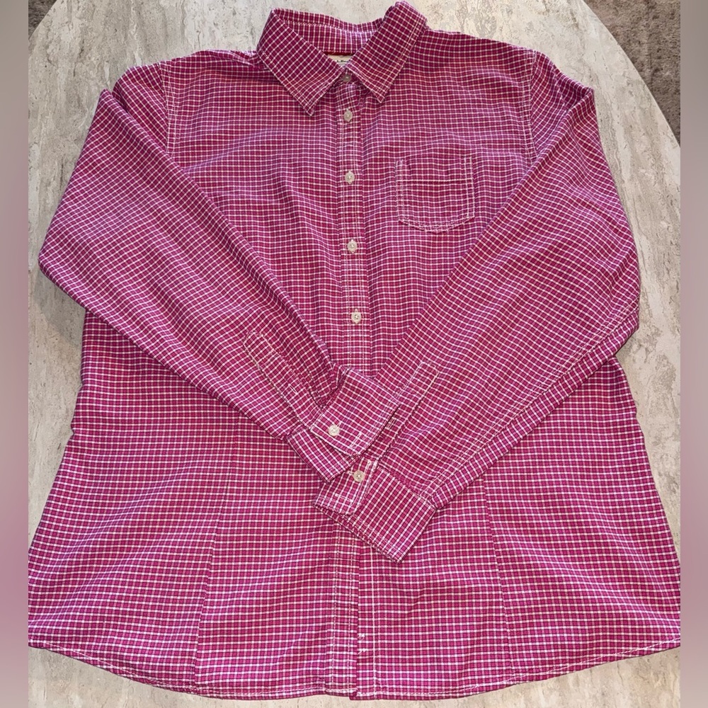 L.L. Bean Pink Plaid Button-Down Shirt